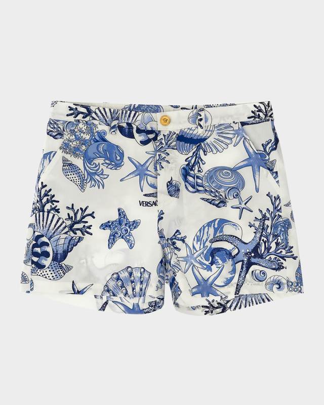 Boy's Underwater Barocco Poplin Shorts, Size 2-